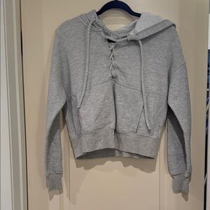 FP Movement by Free People Gray Lace-Up Hoodie
